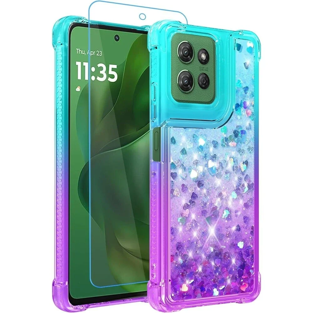 Moto G Play 5G 2025 / G Power 5G 2025 Case - Glitter Liquid Teal Purple + Screen